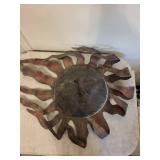 Sunburst Wall Sculpture with Face - Rustic Metal Artwork