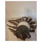 Sunburst Wall Sculpture with Face - Rustic Metal Artwork