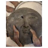 Sunburst Wall Sculpture with Face - Rustic Metal Artwork