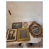 Assorted Vintage Picture Frames - Ornate Oval Frame & Beveled Wood Frames