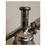 Vintage Chrome Seltzer Bottle with Diamond Pattern Sleeve and Lever Spout