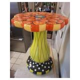 Sunflower Pedestal table - Hand-Painted Floral Top on Lime-Green Stem