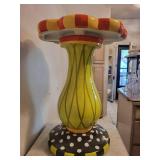 Sunflower Pedestal table - Hand-Painted Floral Top on Lime-Green Stem