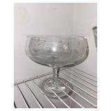 Crystal Cut Glass Pedestal Compotes (3) with Assorted Stemware - Beaded Rim & Starburst Pattern