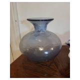 Blue Glass Vase with 2 Ruffled Edge Bowls -fenton colonial blue bowl (Lot of 3)