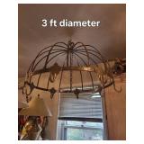 Vintage Wrought Iron 8-Arm Chandelier Frame with Chain