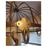 Vintage Wrought Iron 8-Arm Chandelier Frame with Chain
