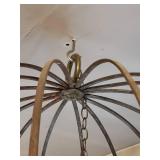 Vintage Wrought Iron 8-Arm Chandelier Frame with Chain