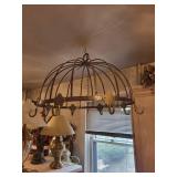 Vintage Wrought Iron 8-Arm Chandelier Frame with Chain