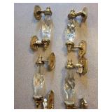 Crystal Cabinet Pulls (Set of 4) - Faceted Glass Drawer Pulls with Brass Mounts