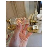 Crystal Cabinet Pulls (Set of 4) - Faceted Glass Drawer Pulls with Brass Mounts