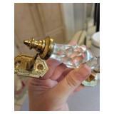 Crystal Cabinet Pulls (Set of 4) - Faceted Glass Drawer Pulls with Brass Mounts