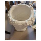 Classical Plaster Bust Planter with Floral Wreath - Open Top