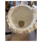Classical Plaster Bust Planter with Floral Wreath - Open Top