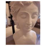 Classical Plaster Bust Planter with Floral Wreath - Open Top