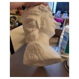 Classical Plaster Bust Planter with Floral Wreath - Open Top