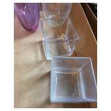Assorted Glassware - Decanter, Purple Vase, Clear Jars & Square Containers