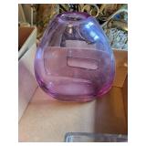 Assorted Glassware - Decanter, Purple Vase, Clear Jars & Square Containers