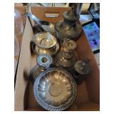 London Silver Co. Silver Plate Teapot & Serving Pieces - Lidded Teapot, Compotes & Candlesticks