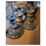 London Silver Co. Silver Plate Teapot & Serving Pieces - Lidded Teapot, Compotes & Candlesticks