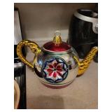 Department 56 Teapot Ornament - Red Lid and Gold Tone Handles