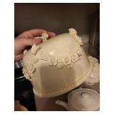 Porcelain Teapot Featuring 3D Floral Blossoms - Teapot With Lid & Covered Sugar Bowl (3-Piece Set)