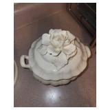 Porcelain Teapot Featuring 3D Floral Blossoms - Teapot With Lid & Covered Sugar Bowl (3-Piece Set)