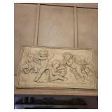 Angels Cherubs Bas-Relief Plaque Panel - Ornate Border Wall Decor