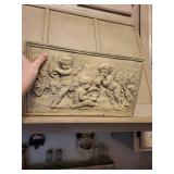 Angels Cherubs Bas-Relief Plaque Panel - Ornate Border Wall Decor