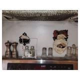 Vintage Salt & Pepper Mills, Mason Jars in Rack & Santa Bust Decor (Assorted)