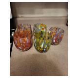 Muano Stemless Wine Glasses - Multicolor Speckled Pattern