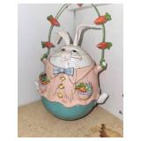Fitz and Floyd Porcelain Bunny Figurine Set in Lidded Garden Jar music boxes - Vintage
