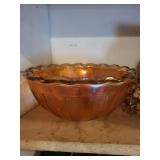Assorted Glass & Ceramic Decor - Floral Vase, Teapot, Amber Bowl & Green Bowl (Lot of 4)