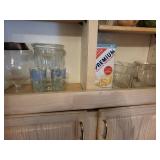 Clear Glass Apothecary Jar with Lid - Etched Tumblers & Nabisco Premium Saltine Crackers Tin