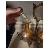 Vintage Brass with Amber Glass vases