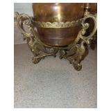 Vintage Brass with Amber Glass vases
