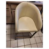Vinyl Bar Stool with Curved Back and Circular Footrest