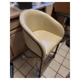 Vinyl Bar Stool with Curved Back and Circular Footrest