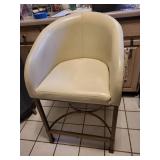 Vinyl Bar Stool with Curved Back and Circular Footrest