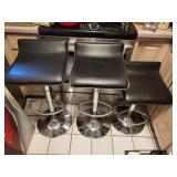 Vinyl Bar Stools with Chrome Pedestal Bases (Lot of 3)