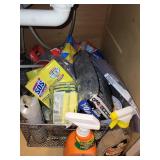 SOS Steel Wool Pads, Bona Wood Floor Cleaner & Purell Assorted Cleaning Supplies Under-Sink Cabinet