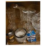 Assorted Glassware Collection - Crystal Goblets, Pitcher, Stemware & Ramekins