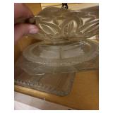 Assorted Glassware - Emerald Green Bowl & Etched Clear Goblets (Decorative Set)