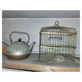 Vintage Teapot & Bird Cage (Lot of 2)