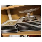 Assorted Green Pattern Ceramic Dinnerware Set - Bowls, Plates, Mugs, Cake Stand & Tile