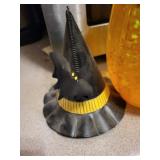 Decorative Jack-O-Lantern Glass Hurricane vase with Cone Top and Ring