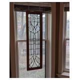 Leaded Stained Glass Window Panel in Oak Frame - Decorative Textured Glass
