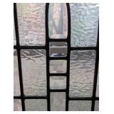 Leaded Stained Glass Window Panel in Oak Frame - Decorative Textured Glass