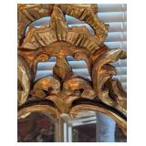 Gilded Rococo Wall Mirror with Ornate Carved Laurel Frame - Large Antique