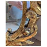 Gilded Rococo Wall Mirror with Ornate Carved Laurel Frame - Large Antique